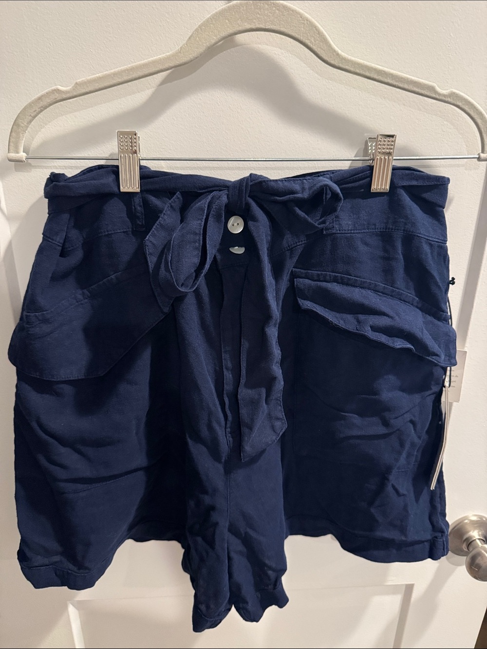 Nicole Miller Navy Tie-Waist Cargo Shorts